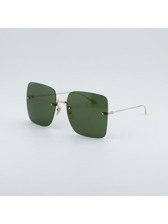 Gucci GG1147S 002 Rimless Sunglasses Gold Butterfly Frame, Green Lenses main image 12
